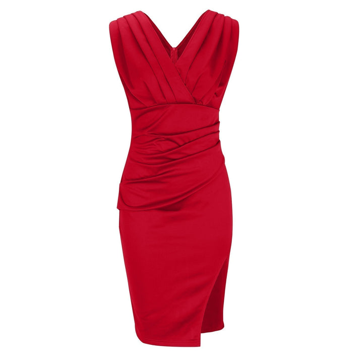 FLORINE™ | Vestido ajustado con escote en V y abertura