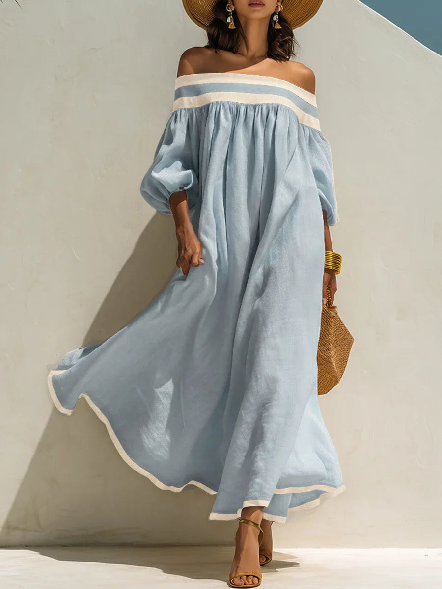 Isabel | Vestido maxi sin hombros y de corte holgado