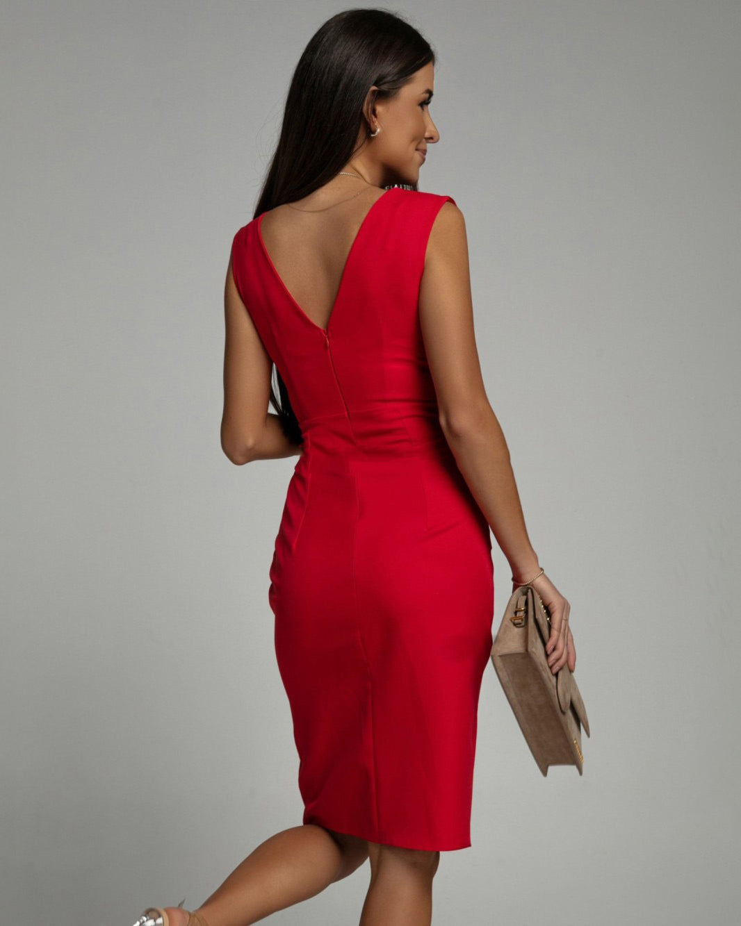 FLORINE™ | Vestido ajustado con escote en V y abertura