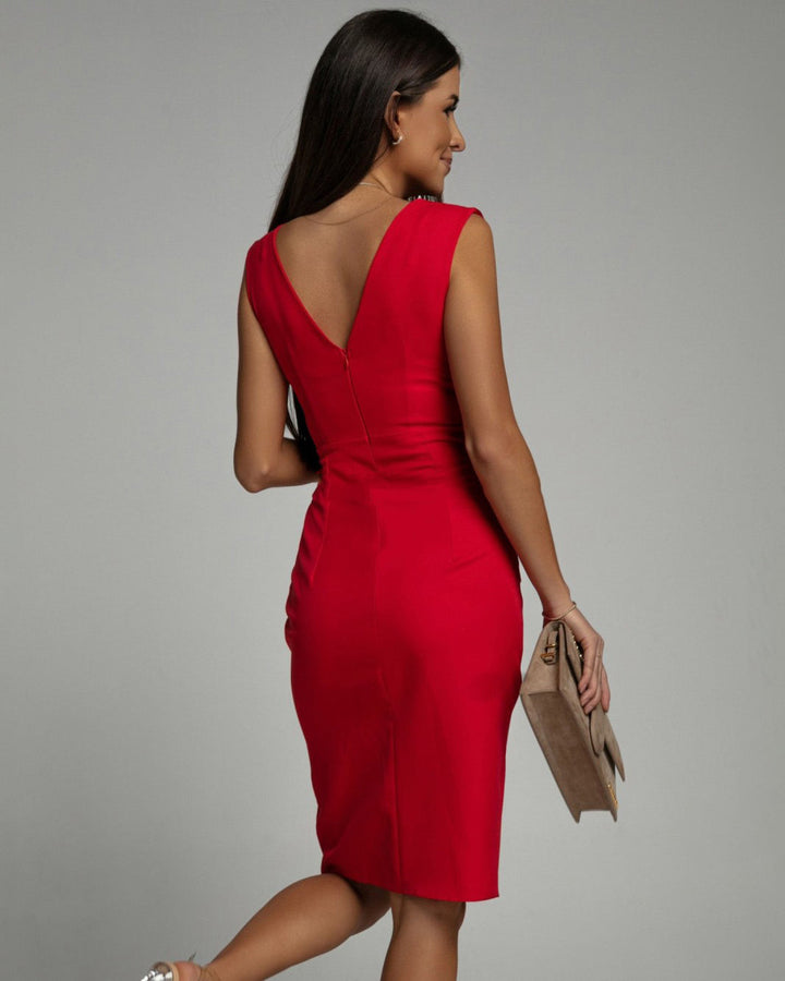 FLORINE™ | Vestido ajustado con escote en V y abertura