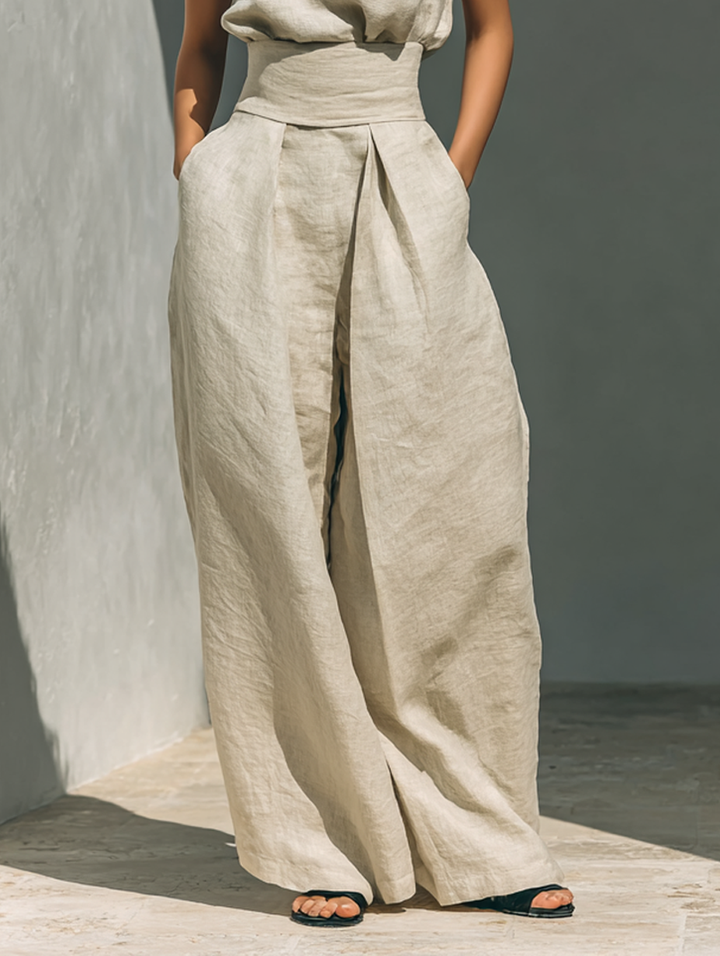 Marieta | Conjunto minimalista de blusa sin mangas y pantalón ancho