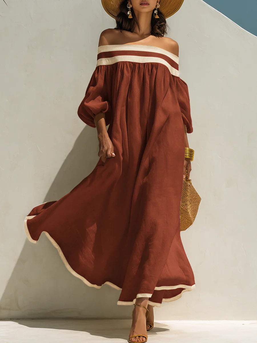 Isabel | Vestido maxi sin hombros y de corte holgado