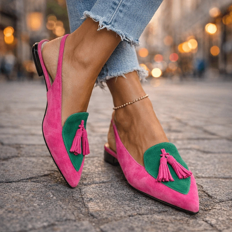 Lorena Sandalias con Tiras y Borlas