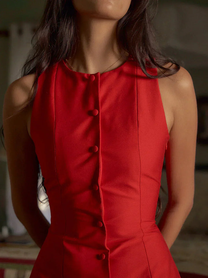 Eva | Vestido corto sin mangas con botones delanteros