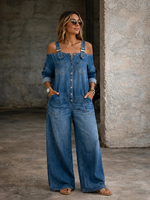 Sophia | Mono Denim con Hombros Descubiertos