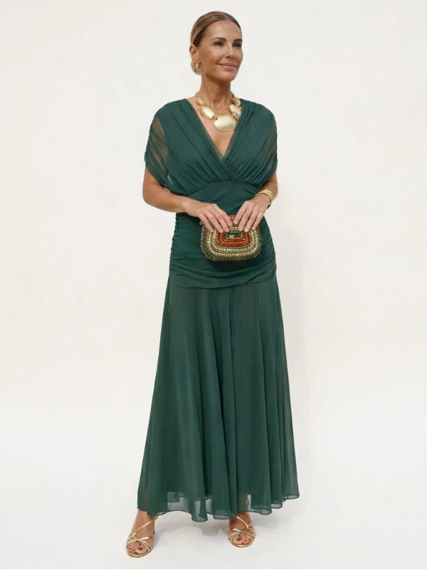 Velora™ | Vestido Largo Floral con Escote en V
