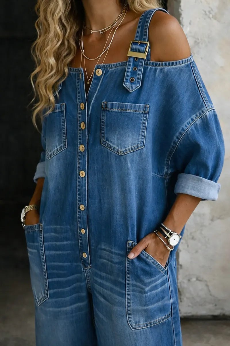 Sophia | Mono Denim con Hombros Descubiertos