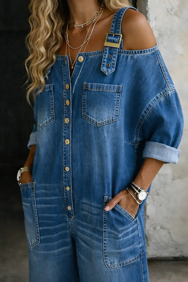 Sophia | Mono Denim con Hombros Descubiertos