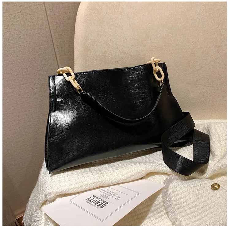 Elegante Bolsa de Hombro de Cuero Suave - Bolsa de Moda de Gran Capacidad