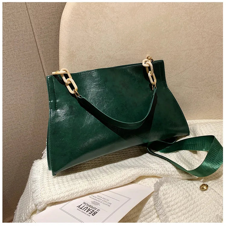 Elegante Bolsa de Hombro de Cuero Suave - Bolsa de Moda de Gran Capacidad