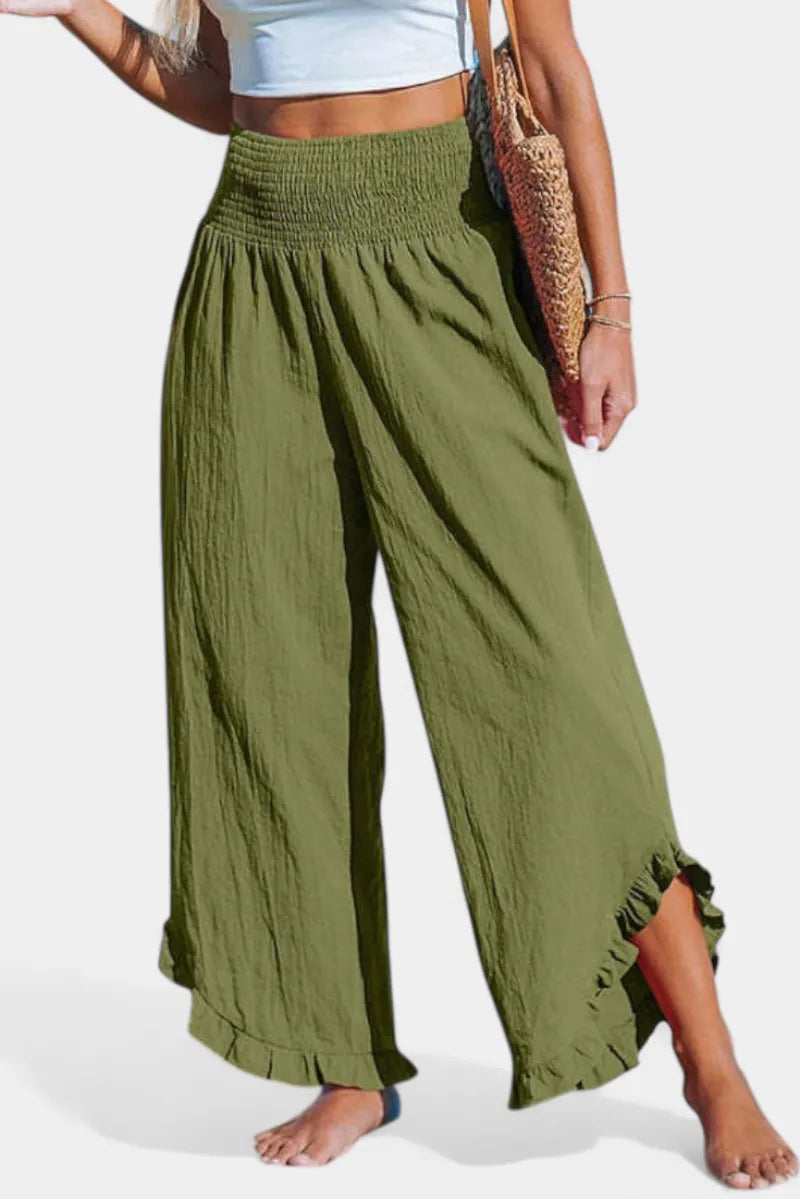 Justina Pantalón Palazzo con Volantes y Talle Alto