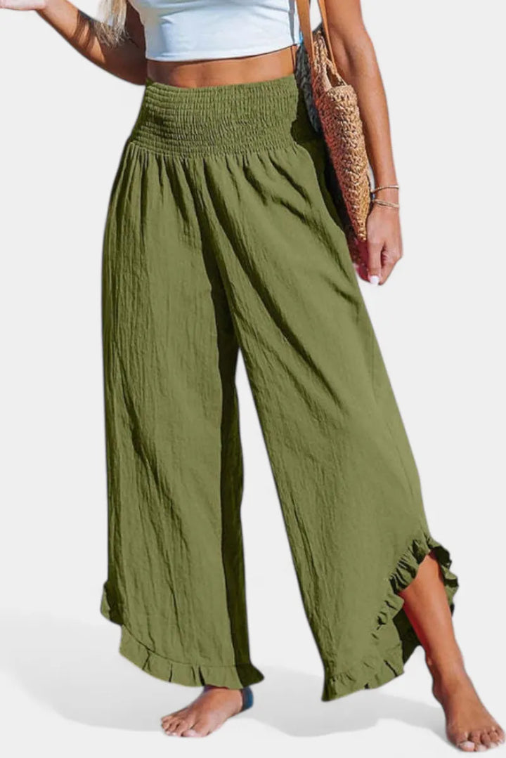 Justina Pantalón Palazzo con Volantes y Talle Alto